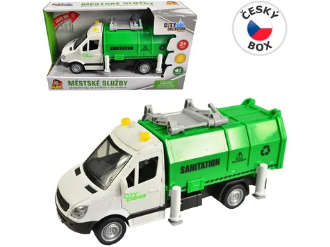 MaDe 12415 - Auto popelářské na setrvačník, se světlem a zvukem, 19 cm