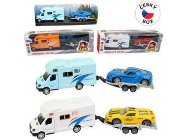 MaDe 14857 - Obytné auto s přívěsem, kovové, zpětný chod, 22 x 5,5 x 5,5 cm