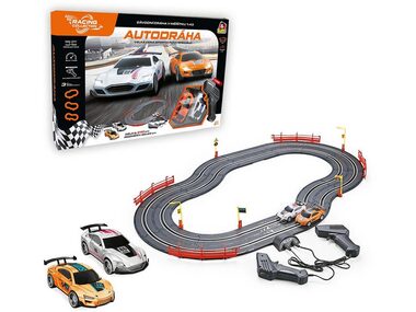 MaDe 14500 - Autodráha 240 cm, dvě auta, USB, rozměr 90 x 65 cm