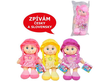 MaDe 13618 - Panenka textilní se zvukem, 26 cm