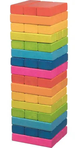 GOKI Balanční hra dřevěná věž Jenga duhová / od 4 let