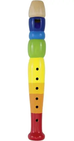 GOKI Dětská dřevěná flétna 20 cm duhová / od 5 let
