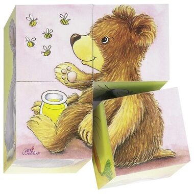 GOKI Dřevěné kostky Mláďátka / 4 kostky / od 3 let