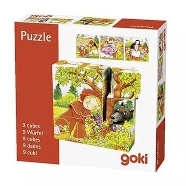 GOKI Dřevěné kostky Pohádky / 9 kostek / od 3 let