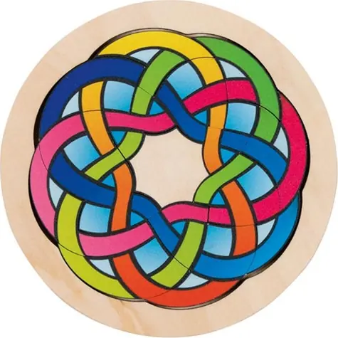 GOKI Dřevěné puzzle Hlavolam - kruh / 16 dílků / od 6 let