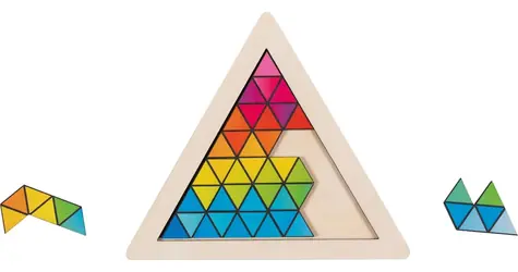 GOKI Dřevěné puzzle Hlavolam - trojúhelník / 8 dílků / od 6 let
