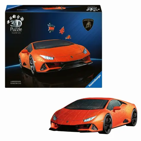 Ravensburger 3D Puzzle Iconics: Lamborghini Huracán Evo oranžové / 108 dílků / od: 8 let