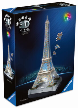 Ravensburger 3D Puzzle Iconics: Eiffelova věž (Noční edice) / 216 dílků / od: 8 let