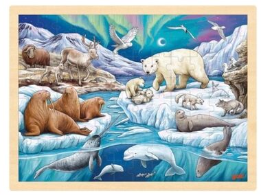 GOKI Dřevěné puzzle Polární noc / 96 dílků / od 3 let