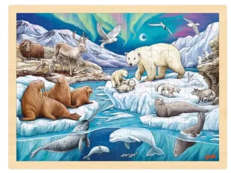 GOKI Dřevěné puzzle Polární noc / 96 dílků / od 3 let