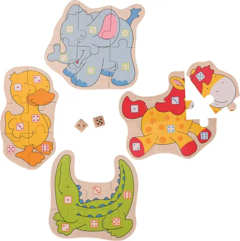 GOKI Puzzle hra s kostkami Zvířátka / od 4 let