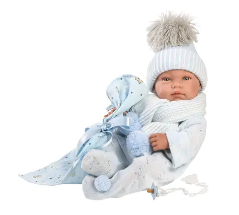 Llorens 84337 NEW BORN CHLAPEČEK - realistická panenka miminko s celovinylovým tělem - 43 cm / od 3 let