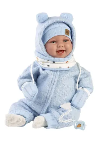 Llorens 84479 NEW BORN - realistická panenka miminko se zvuky a měkkým látkovým tělem - 44 cm / od 3 let