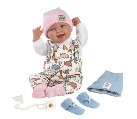 Llorens 84481 NEW BORN 2 v 1 - realistická panenka miminko se zvuky a měkkým látkovým tělem - 44 cm / od 3 let