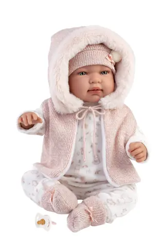 Llorens 84486 NEW BORN - realistická panenka miminko se zvuky a měkkým látkovým tělem - 44 cm / od 3 let