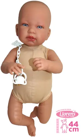 Llorens 844P NEW BORN 2 v 1 - realistická panenka miminko se zvuky a měkkým látkovým tělem - 44 cm / od 3 let