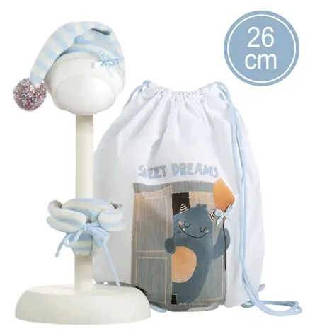 Llorens M26-313 obleček pro panenku miminko NEW BORN velikosti 26 cm s doplňky / od 3 let