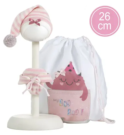 Llorens M26-314 obleček pro panenku miminko NEW BORN velikosti 26 cm s doplňky / od 3 let