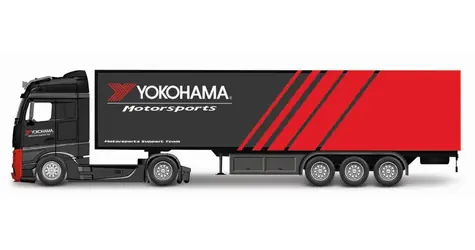 Bburago Truck with trailer MB Actros Gigaspace Firestone / měřítko 1:43