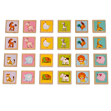 Lucy & Leo Zvířátka dřevěné dětské pexeso / 24 kartiček / Délka hry: 10-15 minut / Počet hráčů: 2 a více / od 3 let