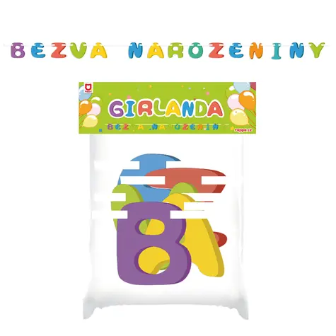 Rappa Girlanda papírová BEZVA NAROZENINY