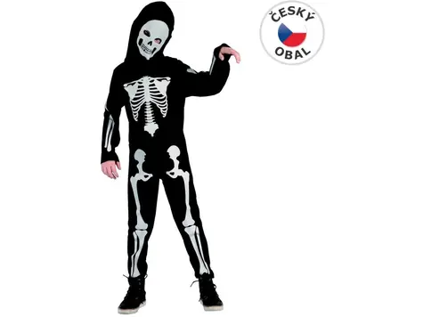 MaDe 95493 - Šaty na karneval - Kostra chlapec, 120-130 cm