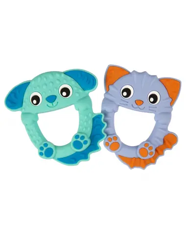 Playgro - Silikonová kousátka kočička a pejsek / od 3 měsíců