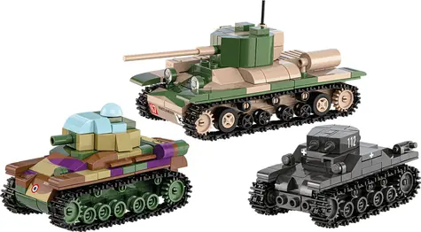 COBI 2740 3 tanky:Panzer I,Valentine IX, Renault R,Tank Museum,Les Blindes in Saumur,DPM / 620 kostek / 1:35 / od 8 let