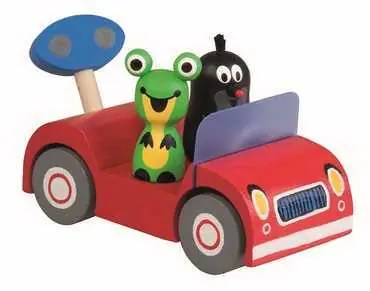 Detoa Dřevěné auto červená - Krtek na výletě