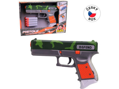 MaDe Pistole se softovými náboji / 8 ks / 18,5 x 3 x 13 cm / od 3 let