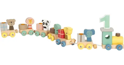 small foot Dřevěný narozeninový vláček se zvířátky / od 2 let