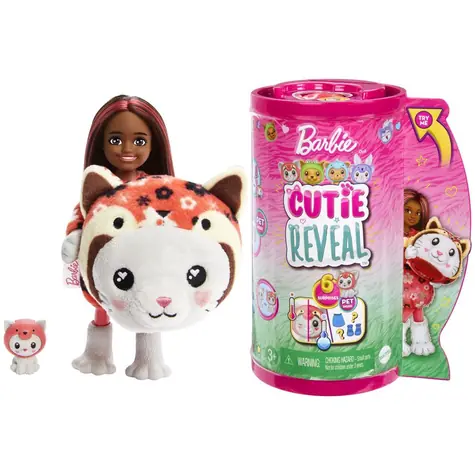 Mattel Barbie cutie reveal chelsea v kostýmu - kotě v červeném kostýmu pandy / od 3 let