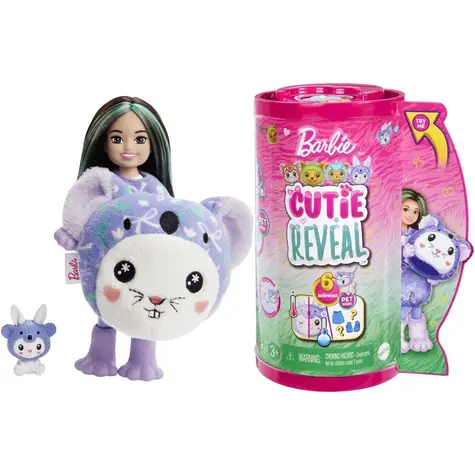 Mattel Barbie cutie reveal chelsea v kostýmu - zajíček ve fialovém kostýmu koaly / od 3 let