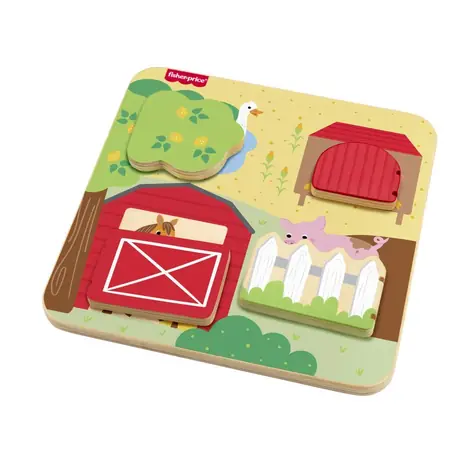 Mattel Fisher Price dřevěná hra na schovávanou zvířátka / od 12 měsíců