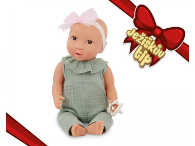 LullaBaby Panenka 35 cm v overalu s čelenkou / od 2 let