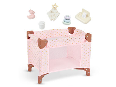 LullaBaby Postýlka pro panenku s doplňky / od 2 let