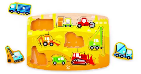 Hape Puzzle na desce - Stavaři / Počet dílků: 10 / od 2 let