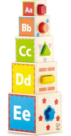 Hape Kostky pyramida s vkládacími tvary / od 18 měsíců