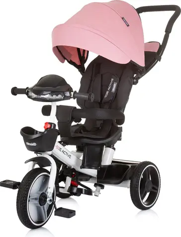 CHIPOLINO Tříkolka se stříškou Be Active 2v1 Pink Linen / od 1.5 roku
