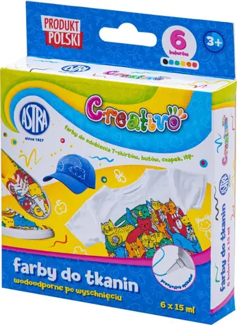 ASTRA CREATIVO Barvy na textil 6x15ml / od 3 let
