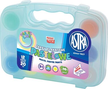 ASTRA Temperové barvy 12 x 20 ml pastelové, v plastovém kufříku modrá / od 3 let