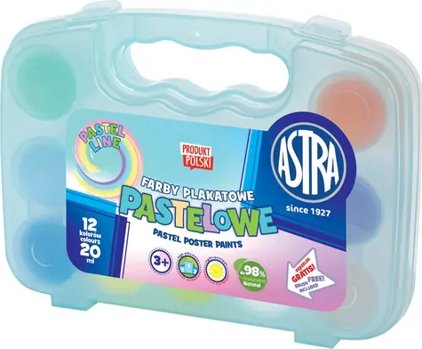 ASTRA Temperové barvy 12 x 20 ml pastelové, v plastovém kufříku modrá / od 3 let