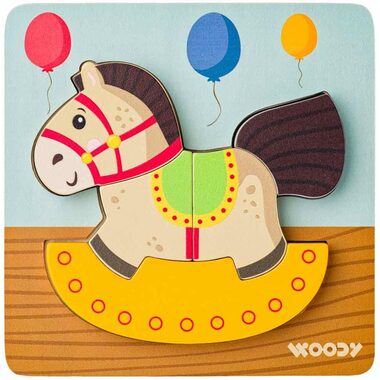 Woody Puzzle Baby - koník houpací / od 12 měsíců