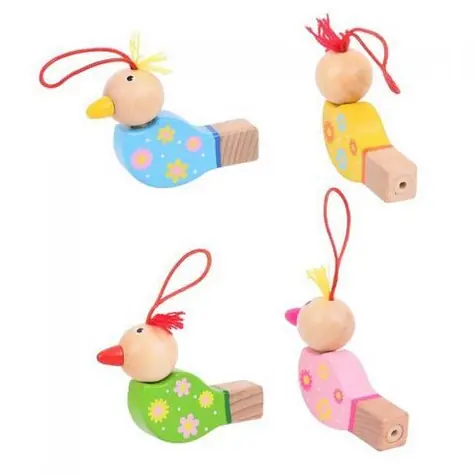Bigjigs Toys Dřevěná píšťalka ptáček 1ks růžová / od 3 let