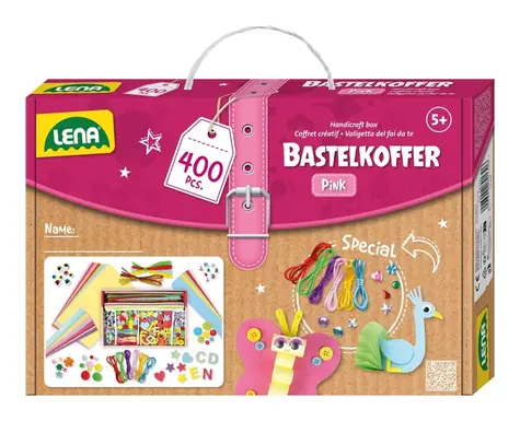 Lena Kreativní kufřík pro malé kutily růžový / 400ks / od 5 let