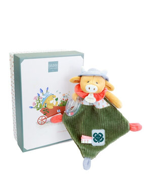 Doudou Dárková sada Plyšová kravička Aneth s chrastítkem 21 cm / od 0 měsíců