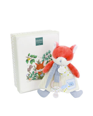 Doudou Dárková sada Plyšová liška Romarin s úchytem na dudlík 19 cm / od 0 měsíců