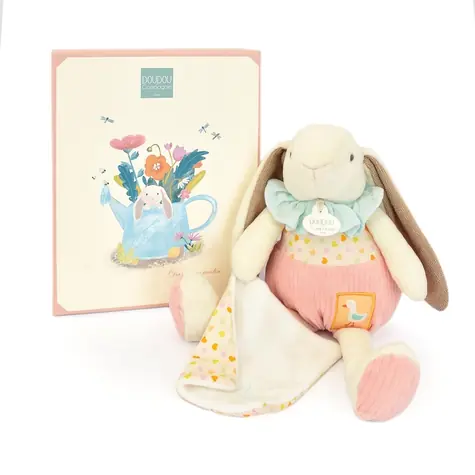 Doudou Dárková sada růžová Králíček Ciboulette s dečkou 28 cm / od 0 měsíců