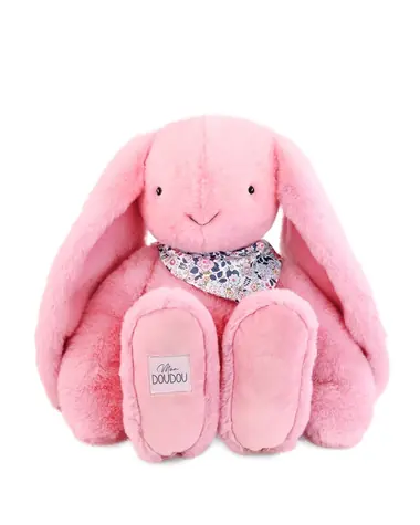 Doudou Plyšový králík XXL s šátkem 50 cm růžová / od 0 měsíců