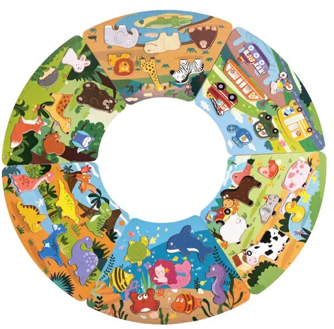 2Kids Toys Dřevěné puzzle Kruh propojitelné 6 v 1 / od 18 měsíců